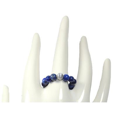 Bague en Pierres Boules de Lapis-Lazuli (4 mm) Perles Argent 925