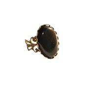 Bague Style Baroque en Obsidienne Oeil Cleste Cabochon Ovale 25x18 mm