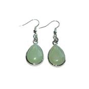 Boucles d'Oreilles Goutte Pierre en Aventurine Verte Cercl