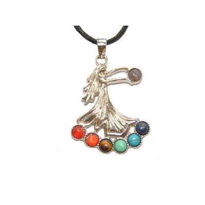 7 Chakras Pendentif Fée Montage Argenté