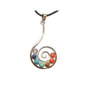 7 Chakras Pendentif Spirale Montage Argenté