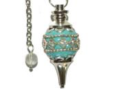 Pendule Séphoroton Emaillée Turquoise et Strass