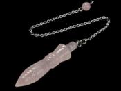 Pendule Egyptien Thot Gravé en Quartz Rose