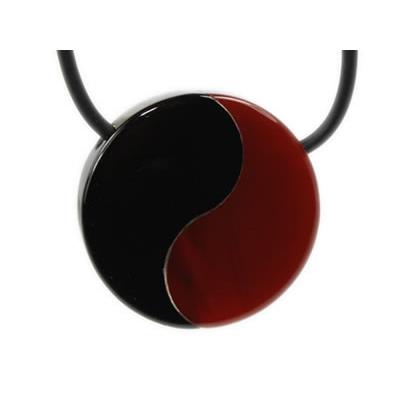 Pendentif Yin Yang (2 cm) Pierre Cornaline et Agate Noire