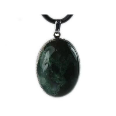 Agate Mousse Pendentif Cabochon Pierre Ovale 40X30 mm