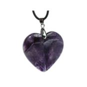 Pendentif Coeur en Améthyste 4 cm (Bélière Argentée)