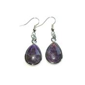 Boucles d'Oreilles Goutte Pierre en Amthyste Cercl