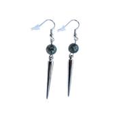 Boucles d'Oreilles Pierre Boule 8 mm en Labradorite Pointe Couleur argenté