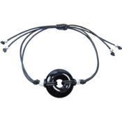 Bracelet Pi Chinois d'Agate Noire ou Onyx (2 cm)