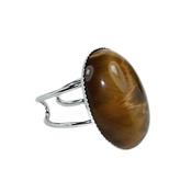 Bague en Oeil de Tigre Cabochon Ovale 25x18 mm