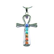 7 Chakras Pendentif Croix Ankh Montage Argenté