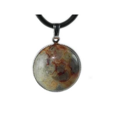 Pendentif Cabochon Pierre Ronde 18 mm en Agate Crazy Lace