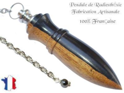 Pendule Amon Création en Bois d'ébène du Mozambique avec Aubier Pièce Unique N°AMGRENAUB-1