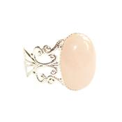 Bague Style Baroque en Quartz Rose Cabochon Ovale 18x13 mm