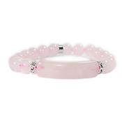 Bracelet Gourmette en Quartz Rose Pierres Boules de 8 mm et Coeur 12 mm