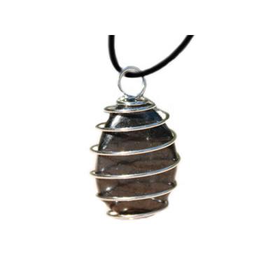 Shungite Pendentif Cage Pierre Roulée