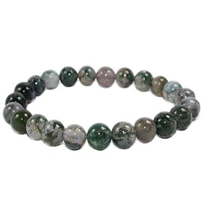 Bracelet en Pierres Boules d'Agate Mousse (8 mm)