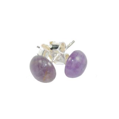 Améthyste du Brésil Puces d'Oreilles Cabochons Ronds 8 mm et Argent 925