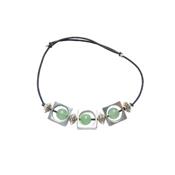 Bracelet Cration en Pierres Boules d'Aventurine Verte (6 mm) Intercalaire Carr Montage Elastique