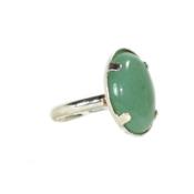 Bague Cabochon Ovale en Aventurine Verte 18x13 mm et Argent 925