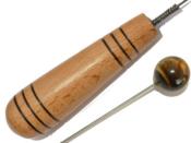 Pendule Bio Sensor en Bois de Hêtre Boule en Pierre d'Oeil de Tigre Modèle unique N°BAGHET-2