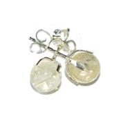 Clous d'Oreilles en Argent 925 Perle Ronde de 6mm en Citrine