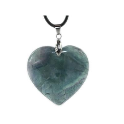 Pendentif Coeur en fluorine Multicolore 4 cm (Bélière Argentée)