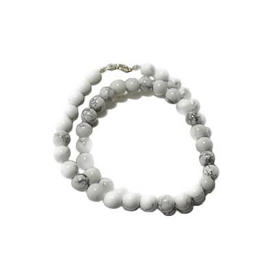 Collier en Pierres Boules d'Howlite Blanche 6 mm