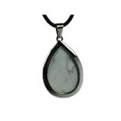 Pendentif Goutte Pierre en Howlite Blanche Cerclé