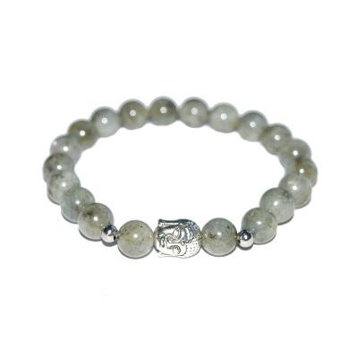 Bracelet en Pierres Boules de Labradorite 8 mm et Bouddha