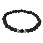 Bracelet en Pierre de lave et perle d'Agate Noire