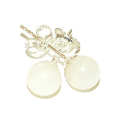 Nacre Puces d'Oreilles Rondes 6 mm et Argent 925