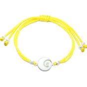 Bracelet Oeil de sainte Lucie Rond et Argent 925 Cordon Jaune