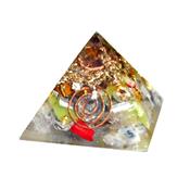 Pyramide 7 Chakras en Orgonite de 3 cm avec Pointe d'Améthyste