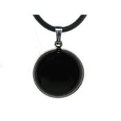 Pendentif Cabochon Pierre Ronde 18 mm en Agate Noire