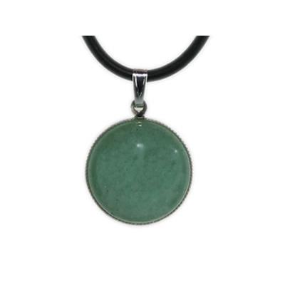 Pendentif Cabochon Pierre Ronde 18 mm en Aventurine Verte