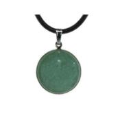 Pendentif Cabochon Pierre Ronde 18 mm en Aventurine Verte