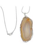 Pendentif Tranche d'Agate Pierre Jaune