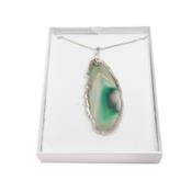 Pendentif Tranche d'Agate Pierre Verte