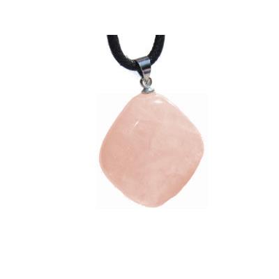 Pendentif Pierre Roulée en Quartz Rose Bélière Argentée