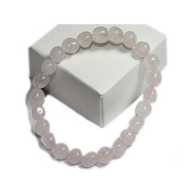 Quartz Rose Bracelet en Pierres Roulées