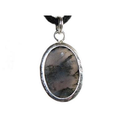 Cabochon Ovale En Agate Mousse Naturelle - 30x22x7 Mm, 37 Carats, Qualité Exceptionnelle