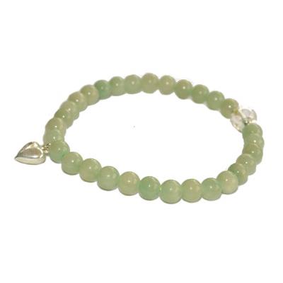 Bracelet en Pierre boule d'Amazonite 6mm et Coeur en Argent 925