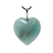 Pendentif Coeur en Amazonite du Brésil 4 cm (Bélière Argentée)