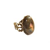 Bague Style Baroque en Labradorite Cabochon Ovale 25x18 mm