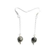 Boucles d'Oreilles Pierre Boule en Labradorite (8 mm) monture Chainette Argent 925