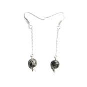 Boucles d'Oreilles Pierre Boule en Labradorite (8 mm) monture Chainette Argent 925