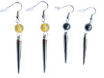 Boucles d'Oreilles Pierres Boules pointe couleur argent