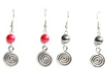 Boucles d'Oreilles Pierres Boules spirale Mtal argent