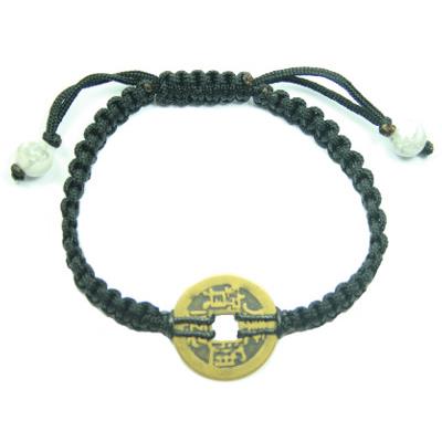 Bracelet Pièce Chinoise Pierre Boule d'Howlite Blanche